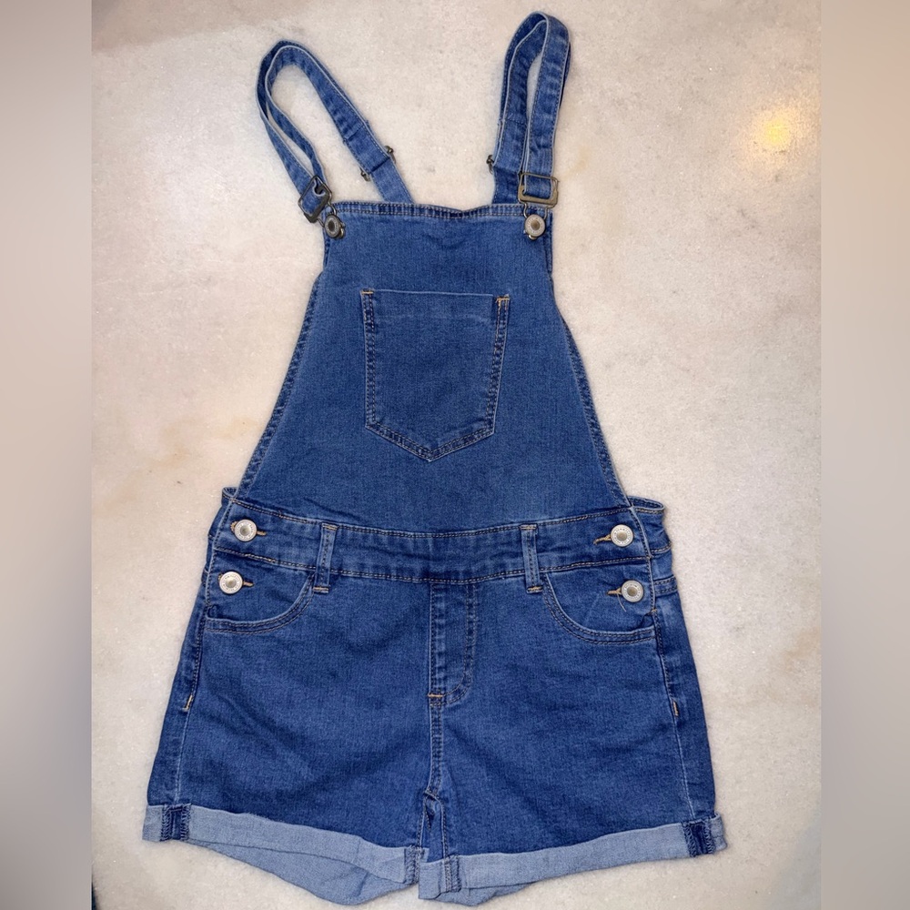 Papaya Mid-Rise Denim Short Overalls- Size medium